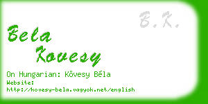 bela kovesy business card